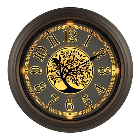 La Crosse Clock 18 inch Indoor/Outdoor Bronze Lux Lighted Dial Quartz Analog Clock, 403-3246BR
