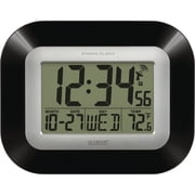 La Crosse Technology WT-8005U-S Atomic Digital Wall Clock with Indoor Temperature, Silver, Pack of 5