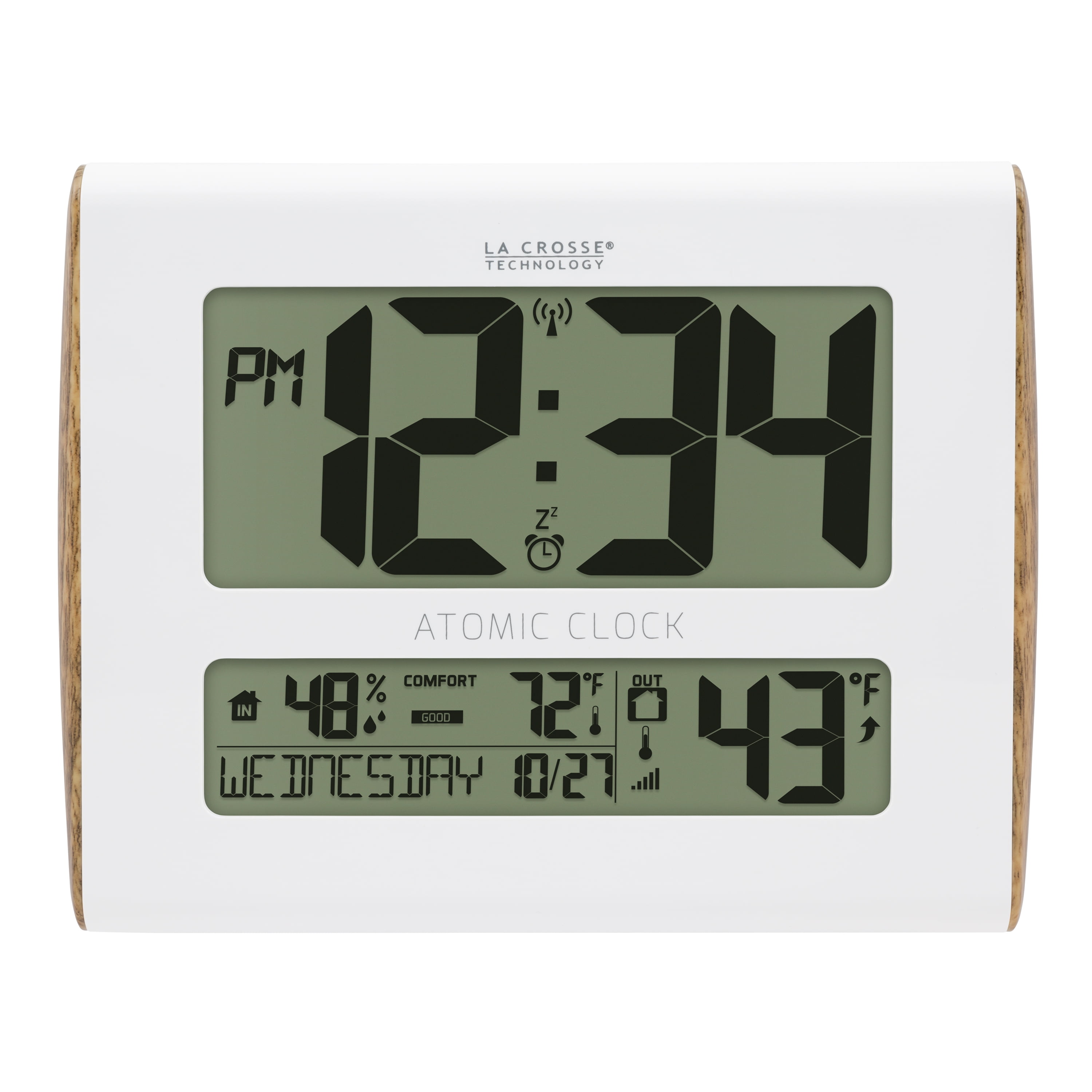 La Crosse Technology Digital Atomic Wood Sided Wall Clock with