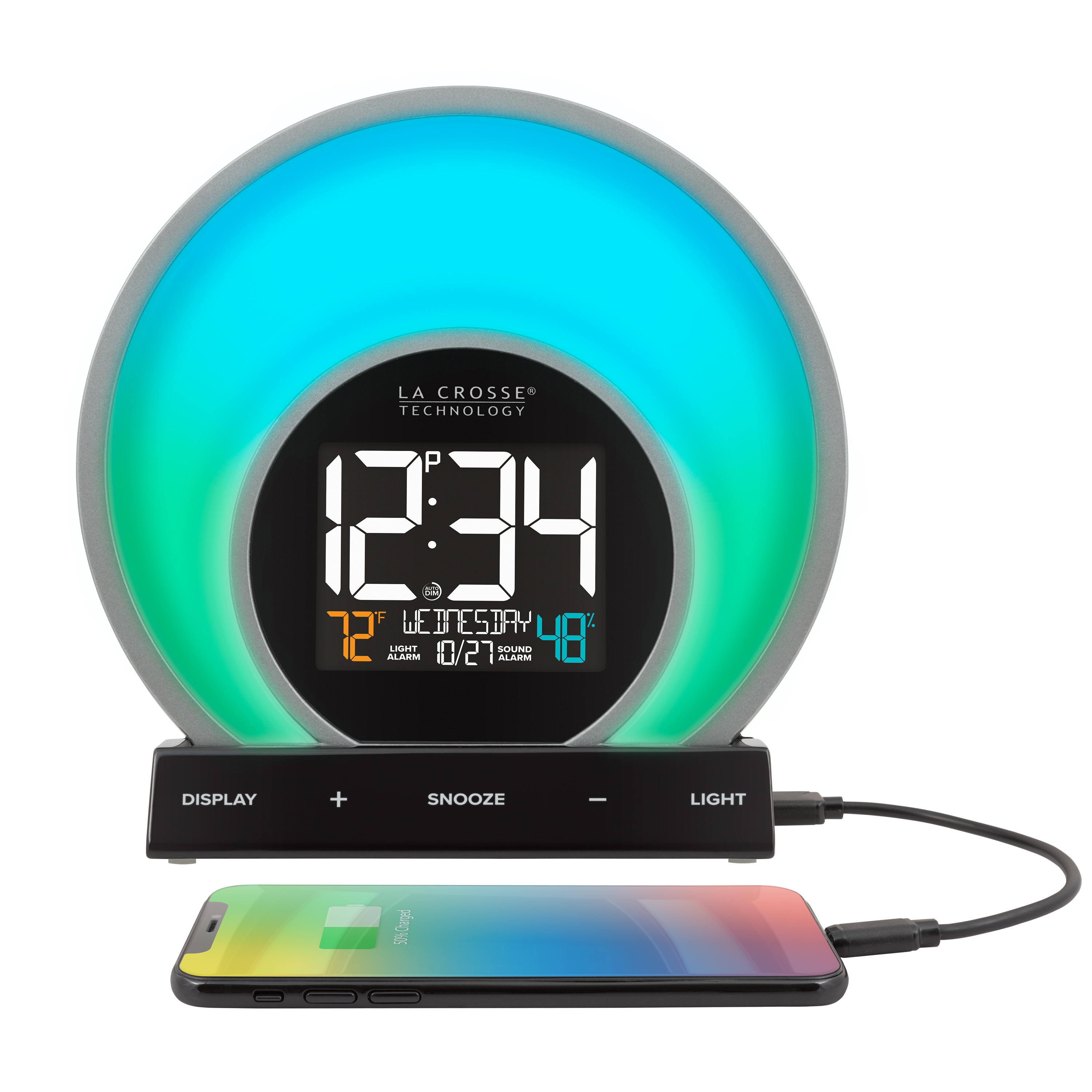 La Crosse Technology Digital Soluna Sunrise & Sunset Light Alarm Clock with USB charging port, C80994 - image 1 of 10