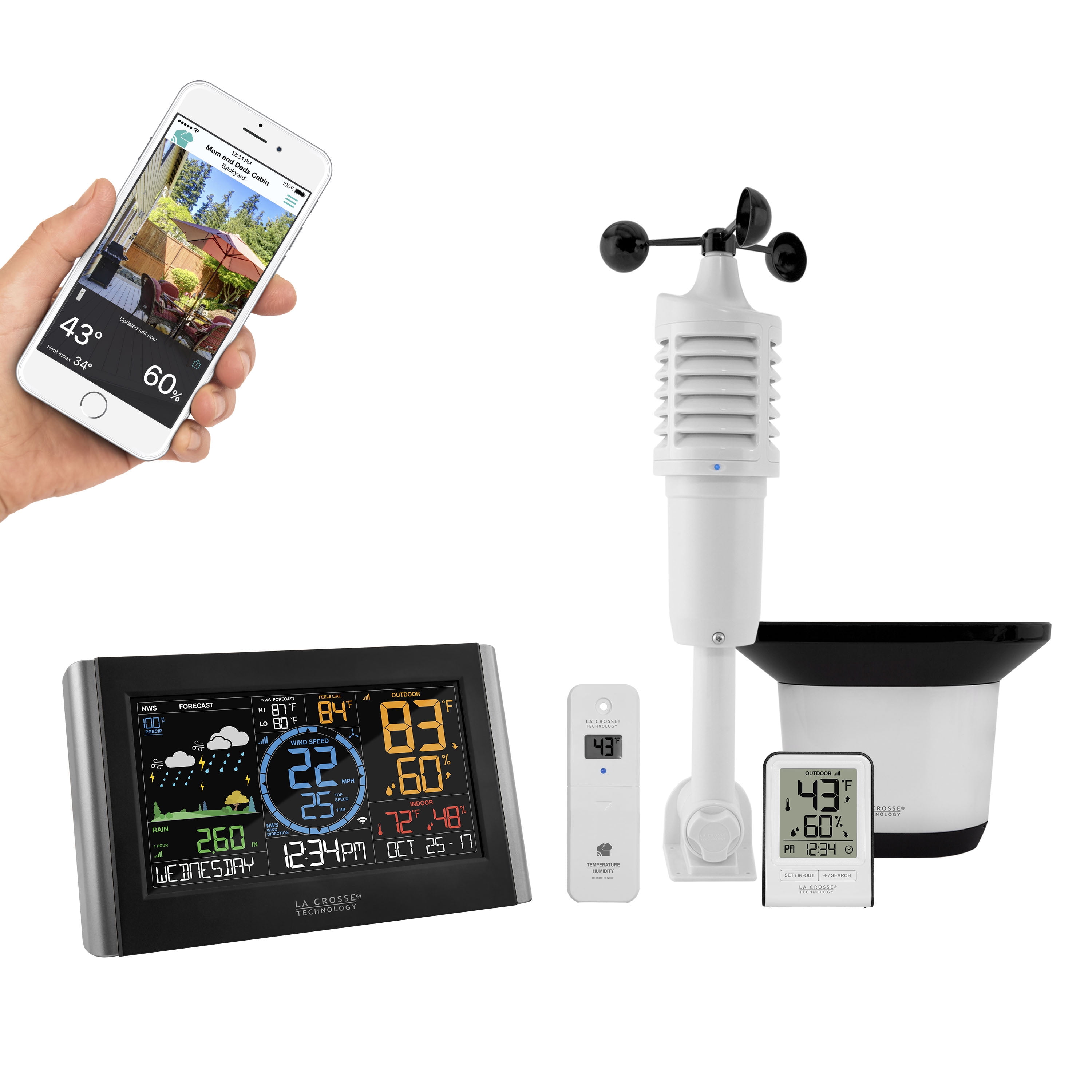 Black Wireless Digital Color Weather Station with Humidity Sensor
