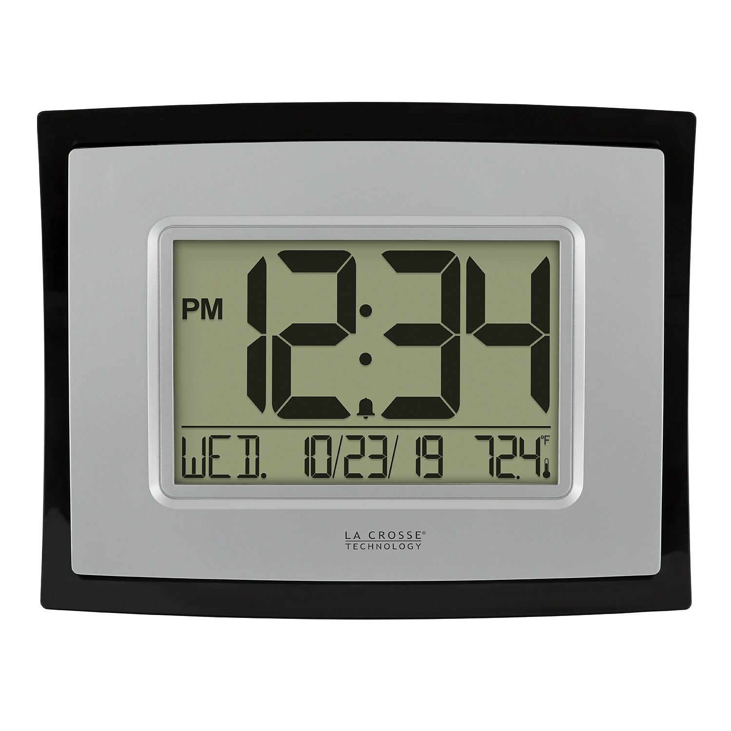8.7" Black and Silver Digital Indoor Wall Clock