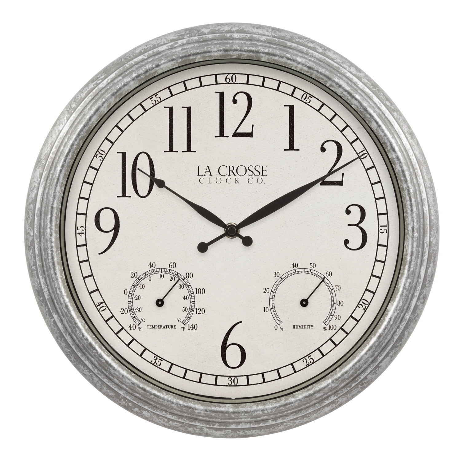 La Crosse Clock 14 inch Silas Indoor/Outdoor Galvanized Quartz Analog Wall Clock,  433-3236