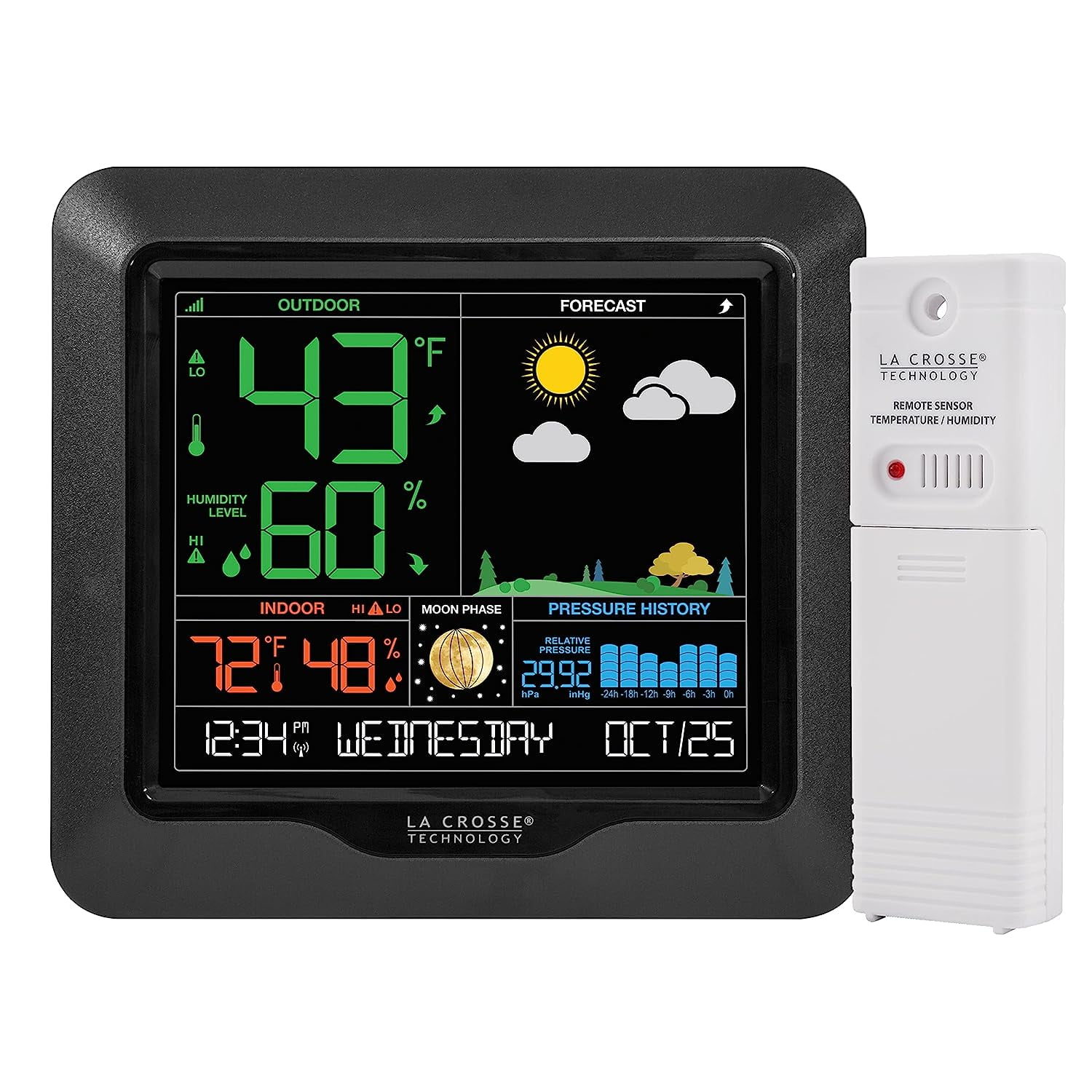 La Crosse Technology S84107INT Color Forecast Station, Black