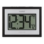La Crosse Technology Silver Table/Wall Digital Atomic Clock with Indoor Temperature, 513-1422S