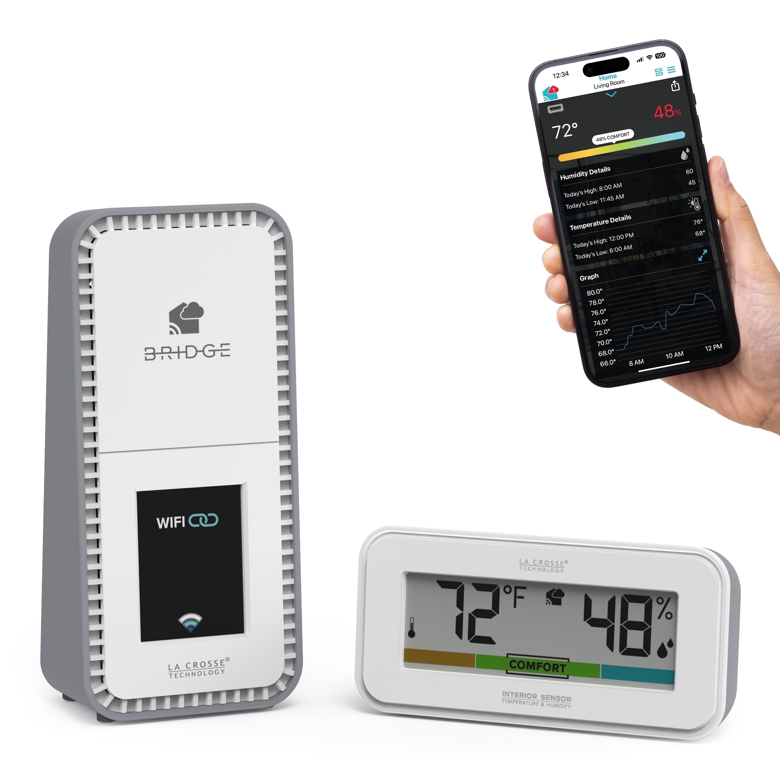 La Crosse Technology Temp Tracker Interior Wi-Fi Alert and Monitoring ...