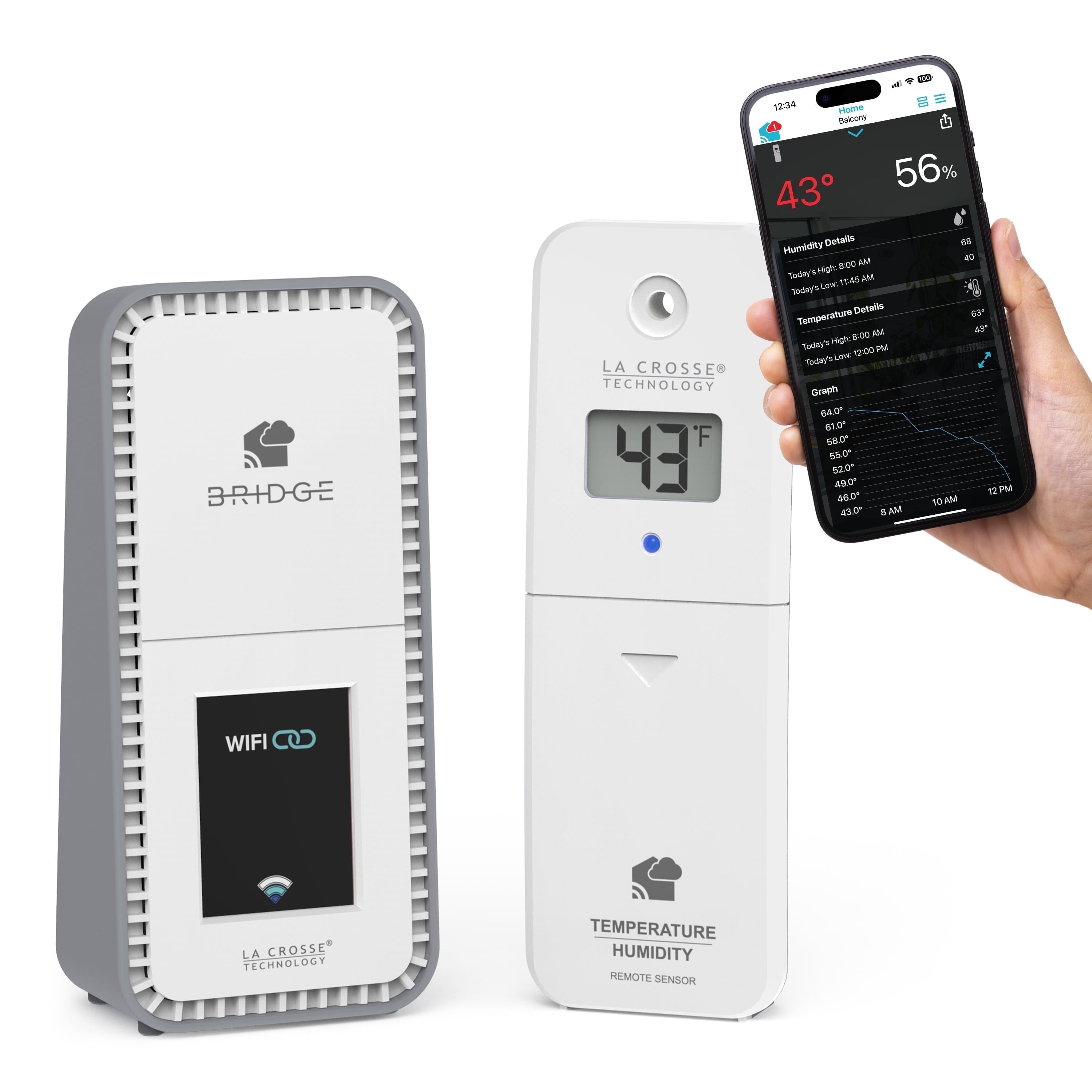 La Crosse Technology Temp Tracker Wi-Fi Alert and Monitoring System ...