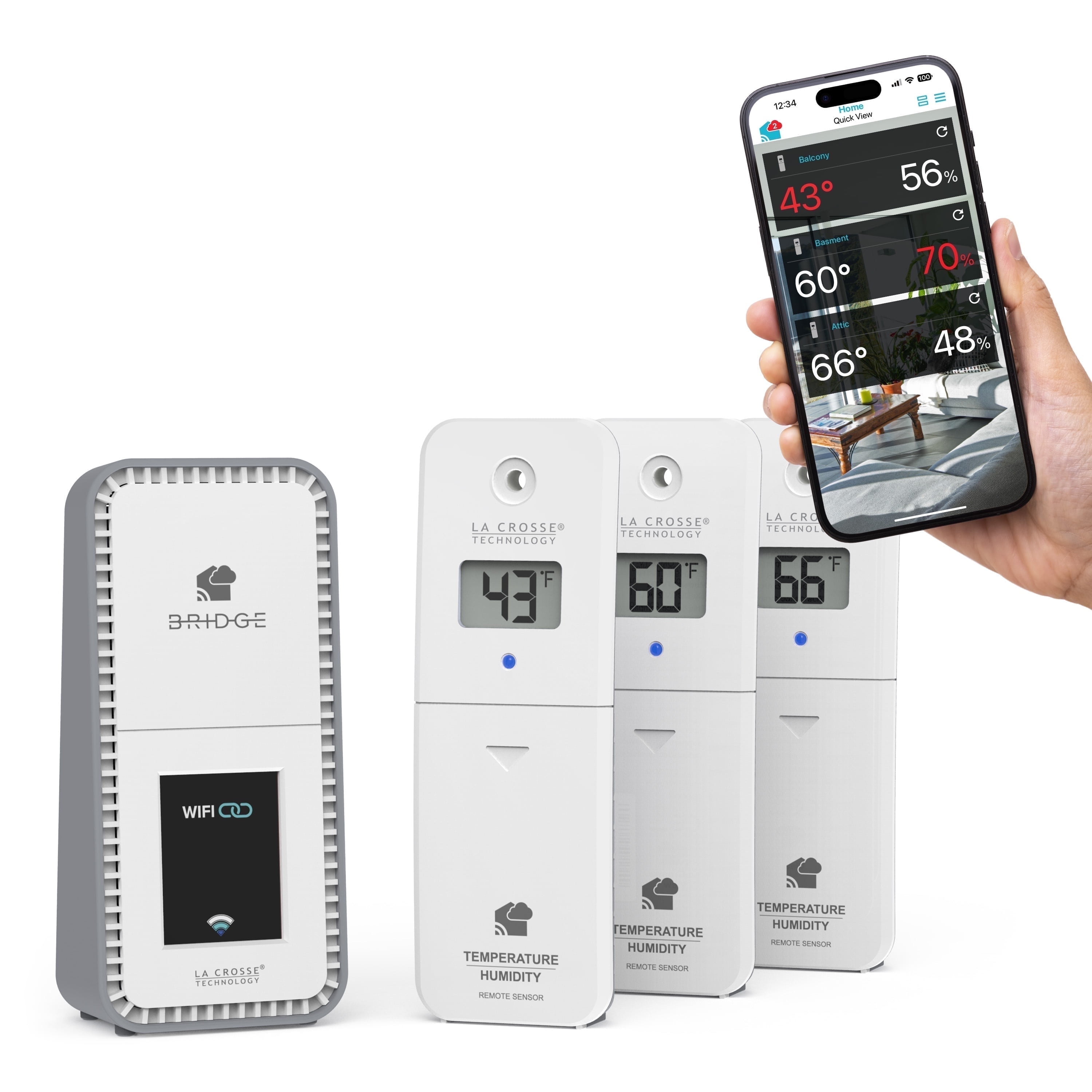 La Crosse Technology Temp Tracker Wi-Fi Alert and Monitoring System ...