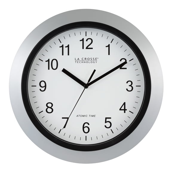 La Crosse Technology 12 Inch Classic Silver Atomic Analog Wall Clock, WT--3129S