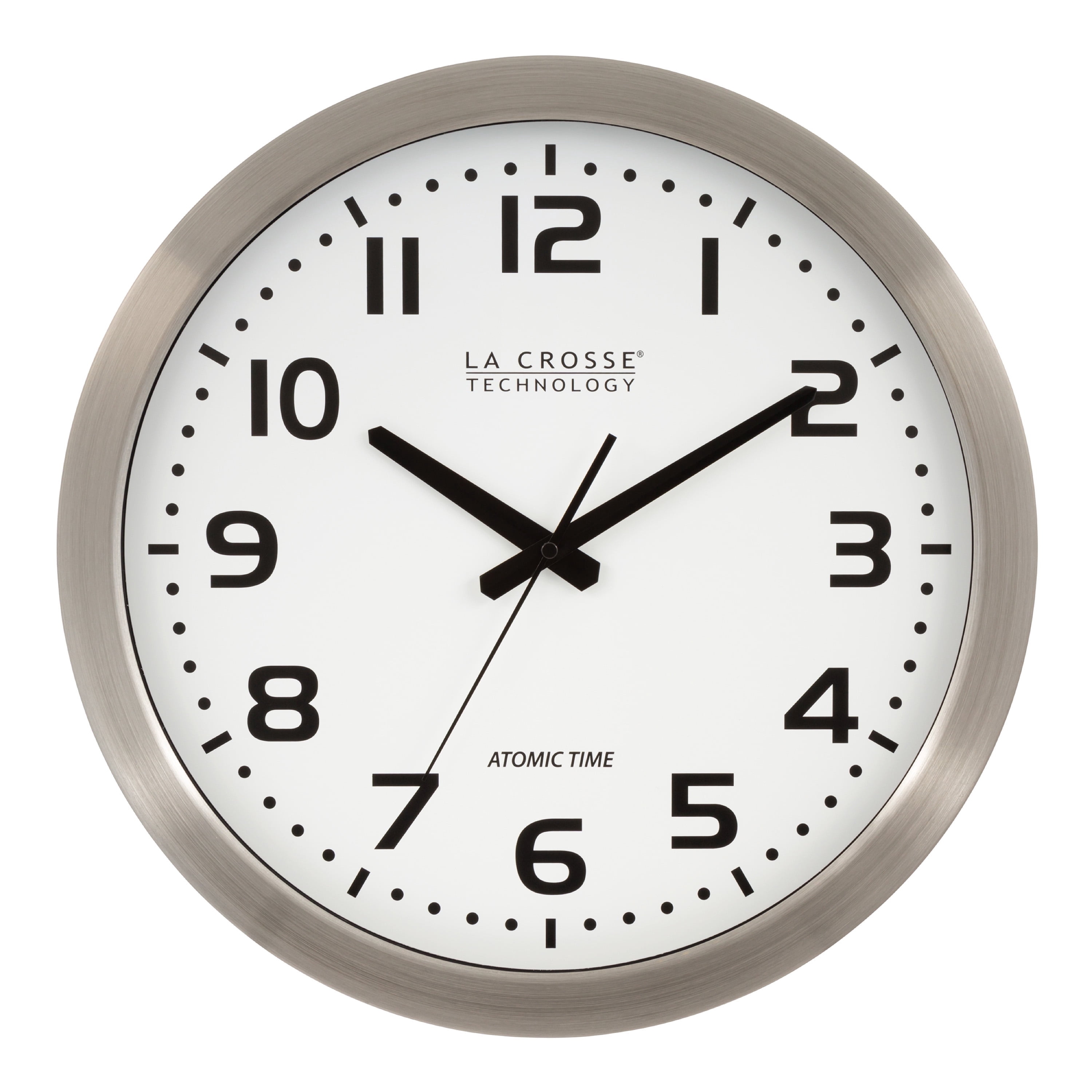 La Crosse Technology 16" Stainless Steel Atomic Analog Wall Clock, WT-3161WH