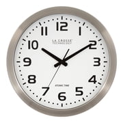 La Crosse Technology 16" Stainless Steel Atomic Analog Wall Clock, WT-3161WH