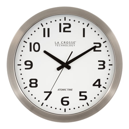 La Crosse Technology 16" Stainless Steel Atomic Analog Wall Clock, WT-3161WH