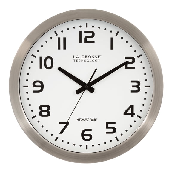 La Crosse Technology 16" Stainless Steel Atomic Analog Wall Clock, WT-3161WH