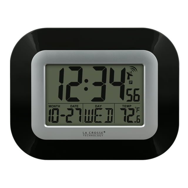 La Crosse Technology WT8005UBINT Black Digital Atomic Wall Clock