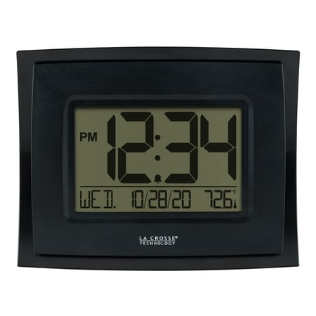 La Crosse Technology Digital Black Clock with Indoor Temperature, WT-8002U-B-INT