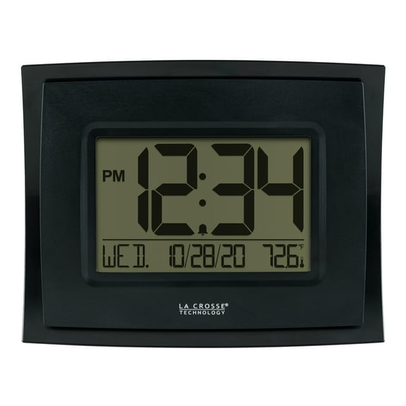 La Crosse Technology Digital Black Clock with Indoor Temperature, WT-8002U-B-INT