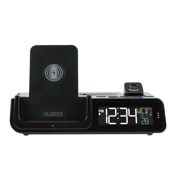 La Crosse Technology Wattz 2.0 Projection Alarm Clock with 10W Wireless Charging Docking Station, C75709-INT