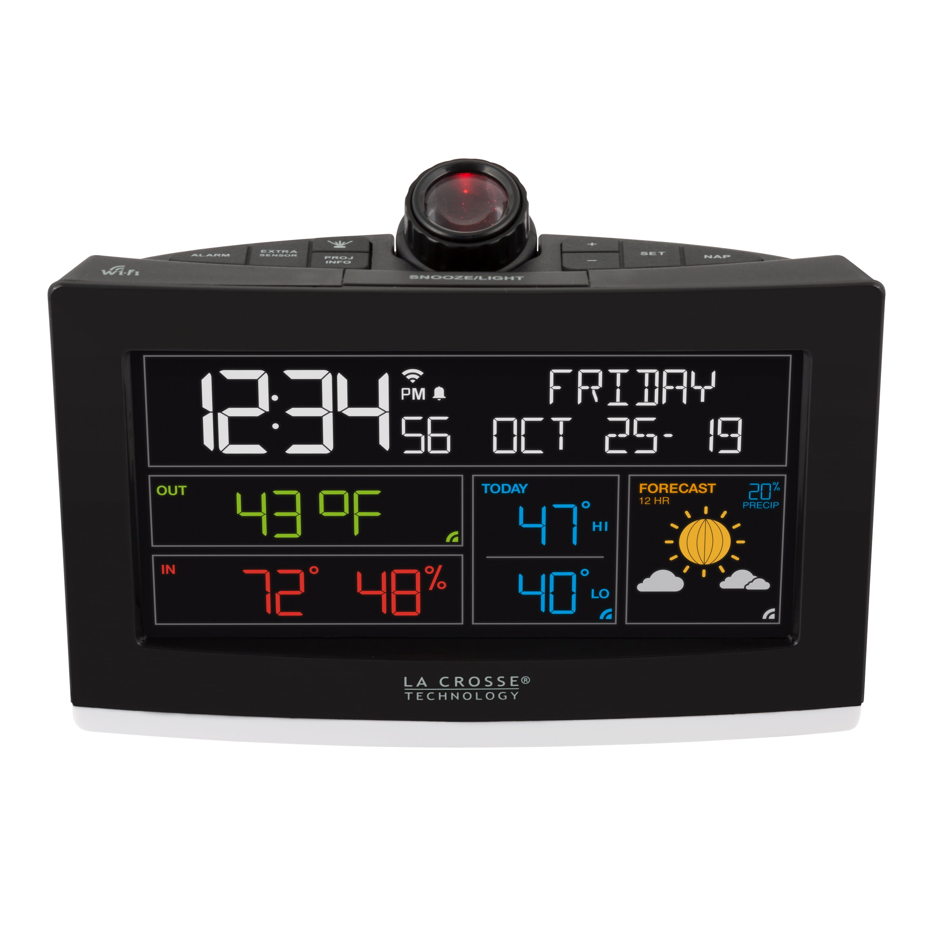La Crosse Technology WiFi Projection Digital Alarm Clock with