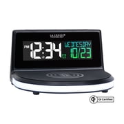 La Crosse Technology 617-148V2 Black Wireless Charging Alarm Clock with Glowing LED Base