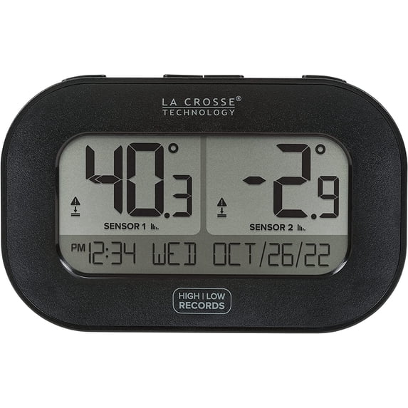 La Crosse Technology Wireless Refrigerator/Freezer Kitchen Thermometers with Display, 308-04747-INT