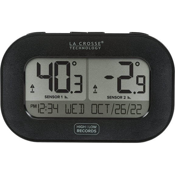 La Crosse Technology Wireless Refrigerator/Freezer Kitchen Thermometers with Display, 308-04747-INT