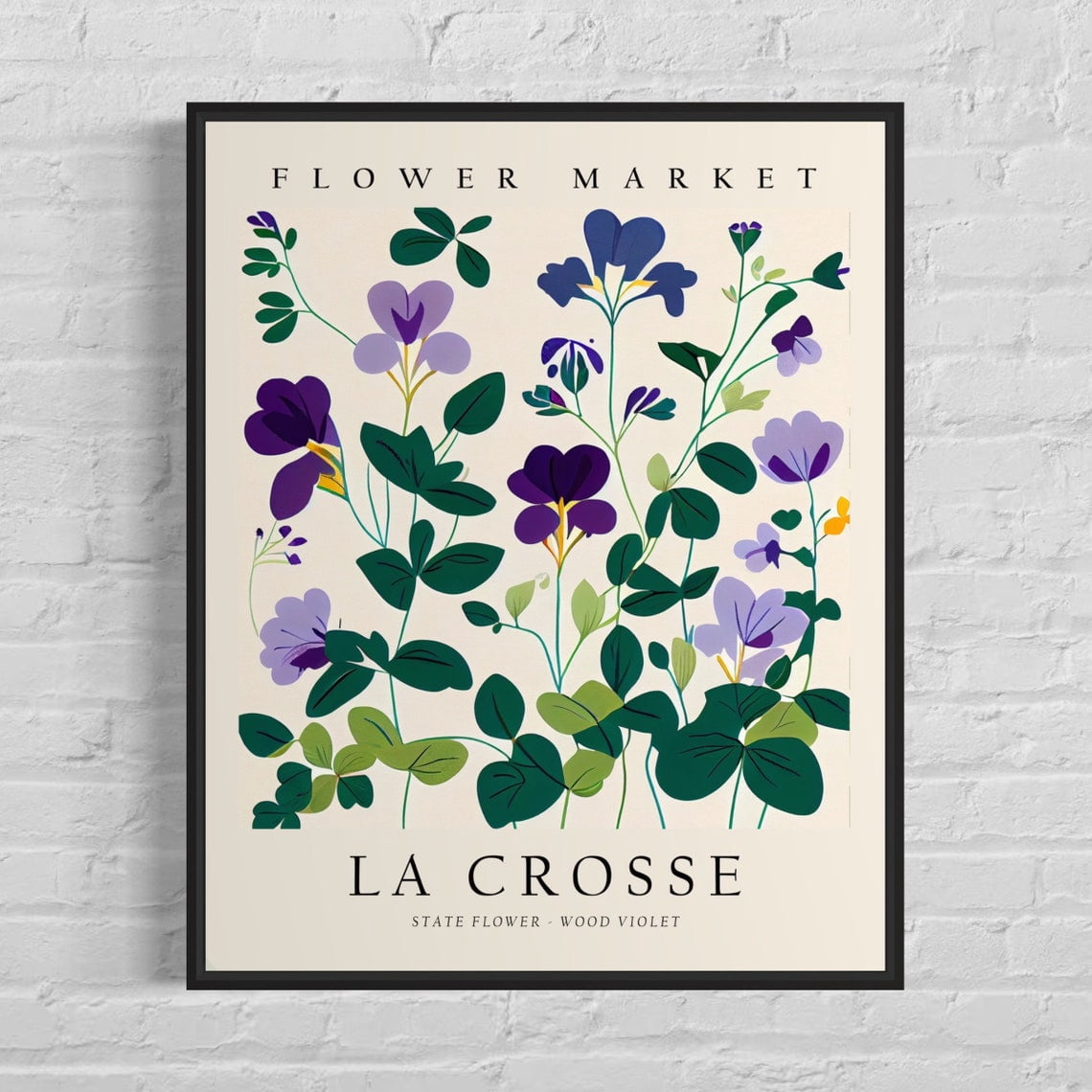 La Crosse Wisconsin Flower Market Wall Art Print, Violet Botanical ...