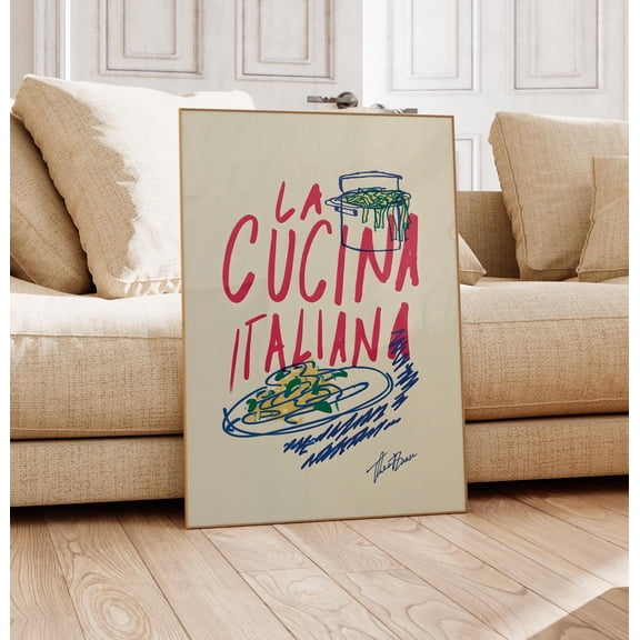 La Cucina Italiana Pasta Poster Kitchen Wall Art , Poster Print Only