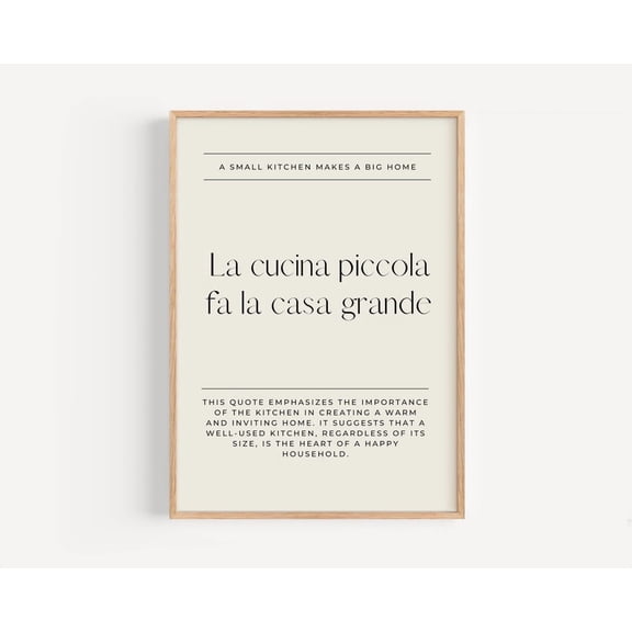 La Cucina Piccola Italian Kitchen Quote Decor Wall Art