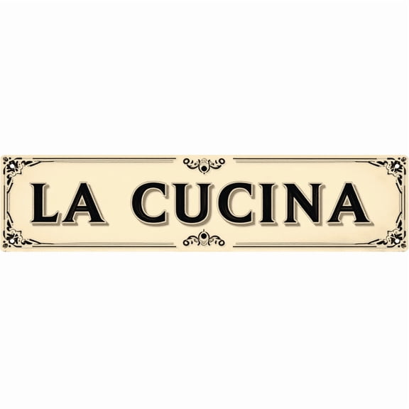 La Cucina Tin Decor 16*4 Inches "LA CUCINA" Kitchen/Dining Room Wall Art - Retro Italian Accent, Kitchen Decor, Dining Metal Sign
