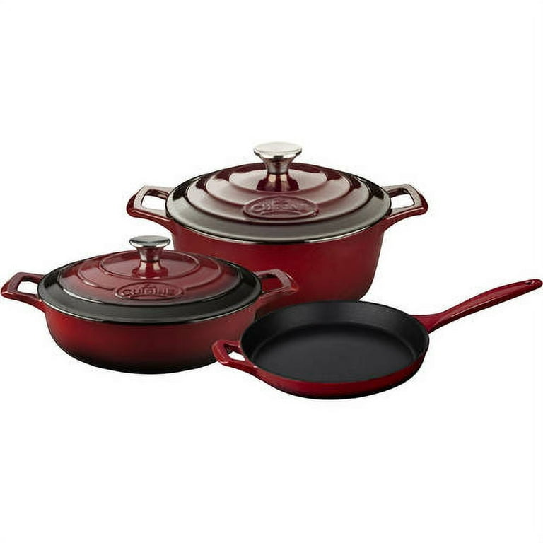 La Cuisine 5-Piece Enameled Cast Iron Cookware Set, Round Casserole 