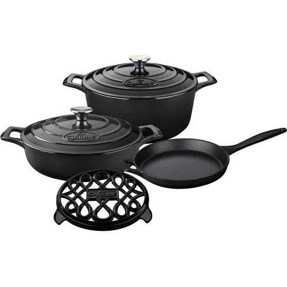 La Cuisine Enameled Cast Iron Dutch Oven - Casserole Dish Pot with Lid, 6.5  QT 11 Inches Dia. Matte Black Enamel Interior, Teal Porcelain Enamel