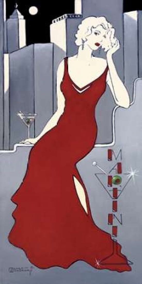 La Dame En Rouge Canvas Art - Janet Kruskamp (24 x 48)