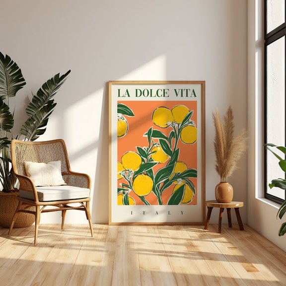 La Dolce Vita Italy Oranges Poster: Retro Italian Citrus Art, Unframed Poster Size 8x12