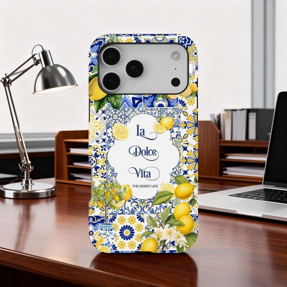 La Dolce Vita Lemon Tile Italian Summer Mosaic Pattern Phone Case 17 16 15 14 13 12 11 Pro Max