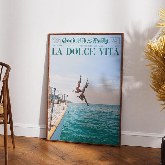 La Dolce Vita Poster, Italian Beach Wall Art Print, Trendy Travel Home Decor UNFRAMED Poster, Wall Art for Decor, Present, 8x12