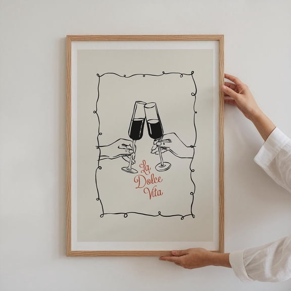 La Dolce Vita Poster Retro Bar Cart Art (Print), Unframed Canvas Size 8x12 F03.1.19l776