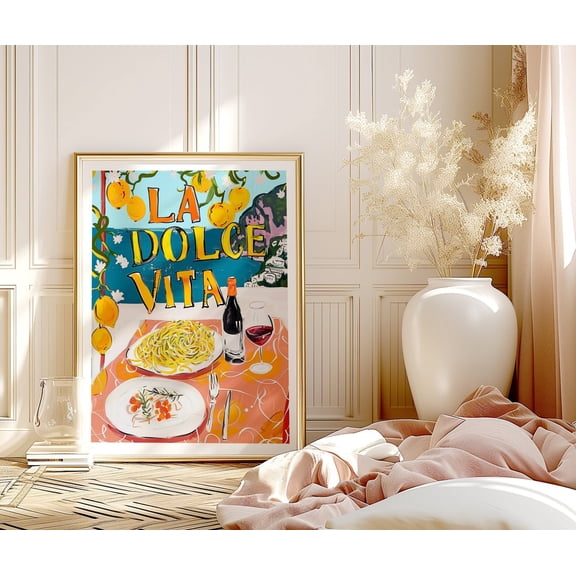 La Dolce Vita Poster: Retro Italian Kitchen Wall Art, Unframed Poster Size 12x18