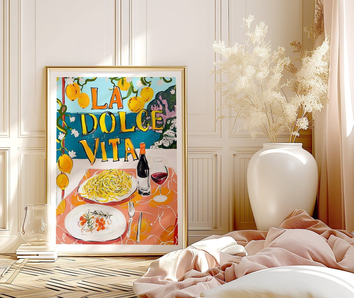 La Dolce Vita Poster: Retro Italian Kitchen Wall Art, Unframed Poster ...