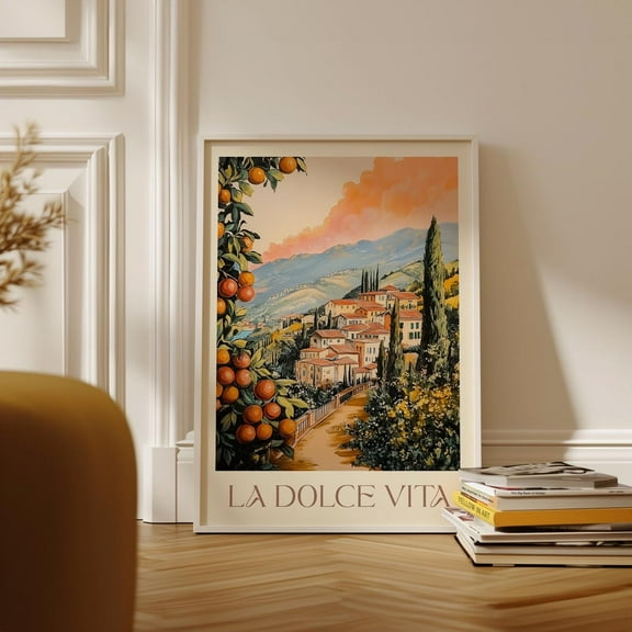La Dolce Vita Wall Art Poster, Italian Scenery Wall Art Print, Tuscany Landscape Print, Vintage Italy Home Decor, Mediterranean Travel Art Wall Art, Modern Wall Decor, 24x36 UNFRAMED