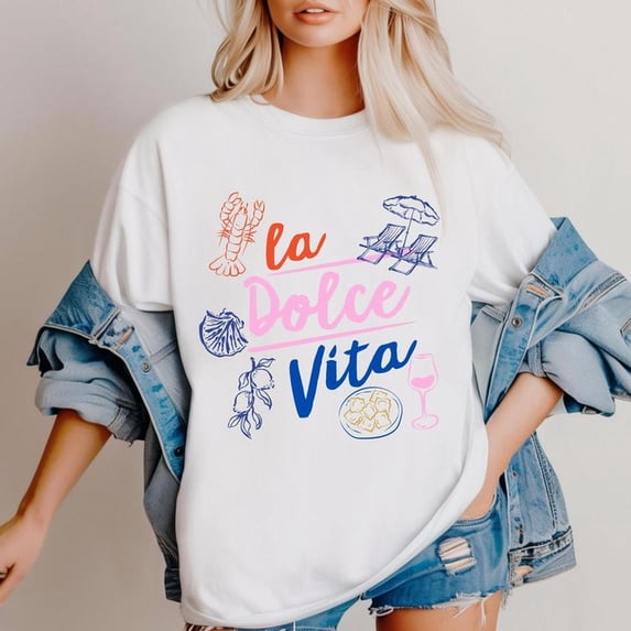 View of La Dolce Vitadesign, Italian Summer vibes TShirt file, Coastal ...