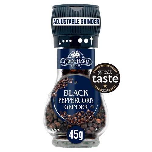 La Drogheria Black Pepper Corn Mill Adjustable Grinder 45g, British Import (Pack of 2)