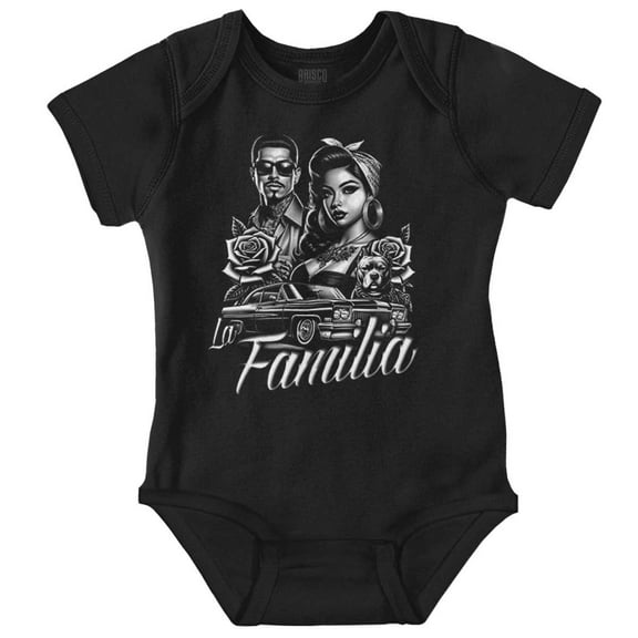 La Familia Chicana Chola Roses Romper Boys or Girls Infant Baby Brisco Brands 6M
