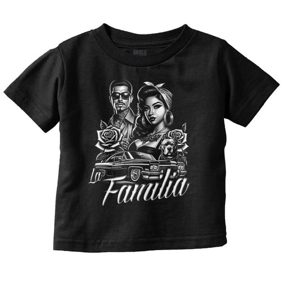 La Familia Chicana Chola Roses Toddler Boy Girl T Shirt Infant Toddler Brisco Brands 6M