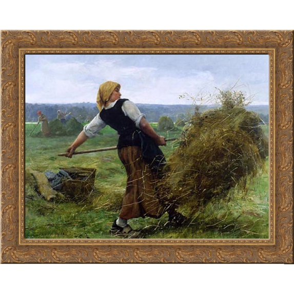 La Faneuse 23x20 Gold Ornate Wood Framed Canvas Art by Dupre, Julien
