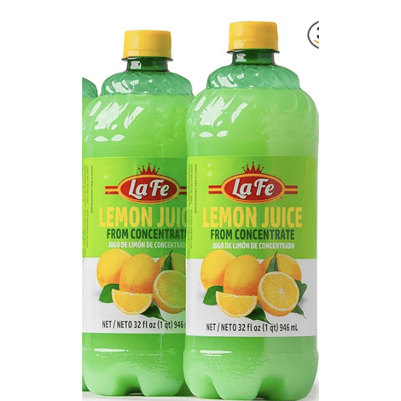 La Fe 100% Lemon Juice 32oz - 2 Pack from Lemon Juice Concentrate made with Fresh Lemons Grown in Northern Peru