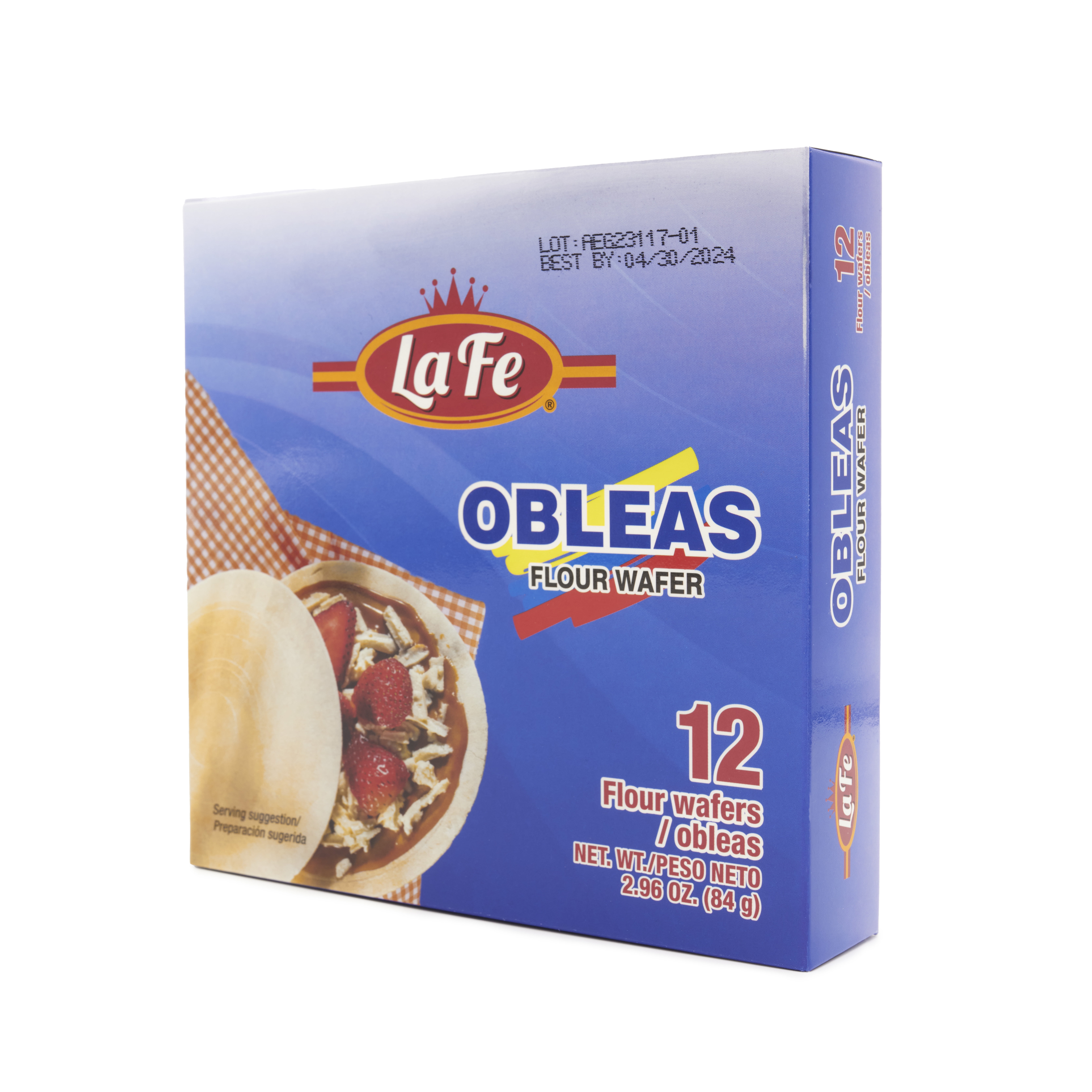La Fe Obleas Authentic Mexican Flour Wafers, Regular Size, 12 Pack