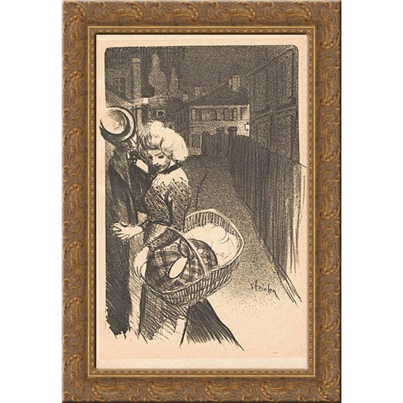 La Fee Aux Cheveux D'Or 24x16 Gold Ornate Wood Framed Canvas Art by Theophile Steinlen
