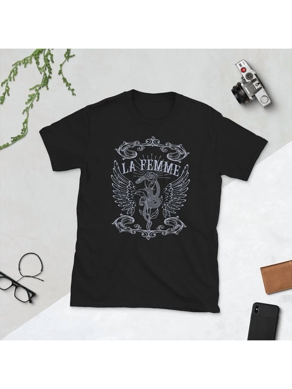 La Femme Beth Dutton Snake And Rose Dark Art Black Cotton T-Shirt