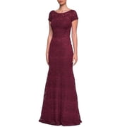 La Femme GARNET Womens Floral Lace Short-Sleeve Gown, US 12