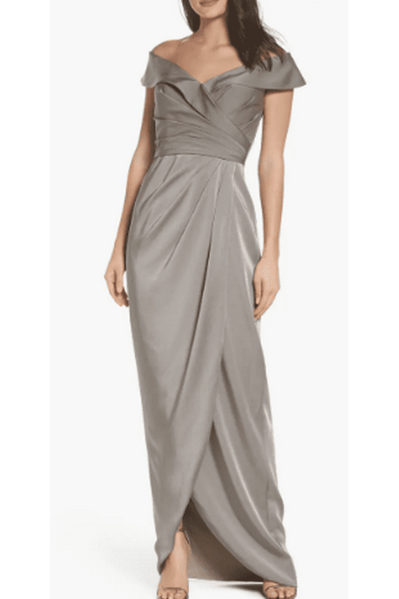 PEWTER Women's Surplice Off the Shoulder Column Gown, US 10